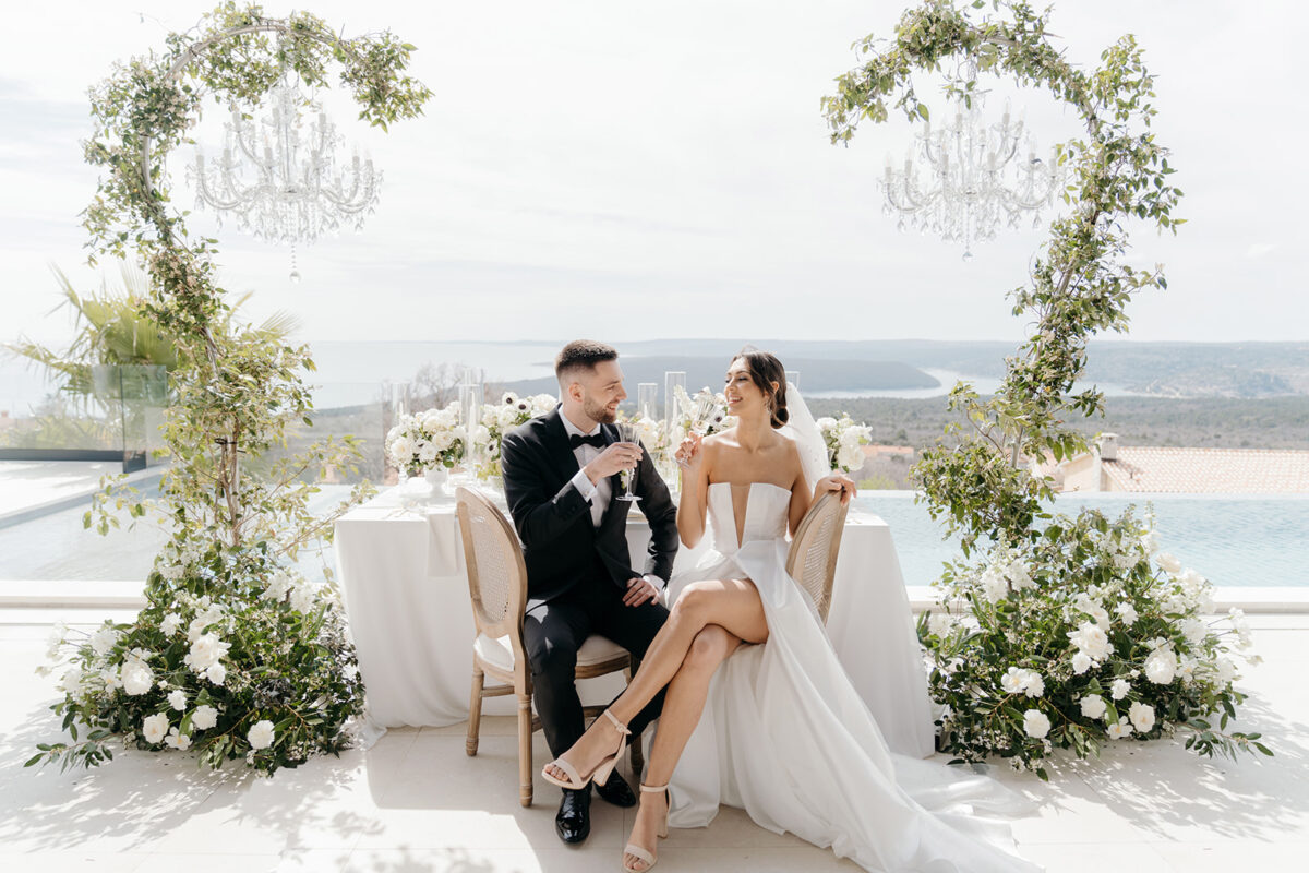 Hochzeitessen bei Hochzeit zu zweit mit Meerblick